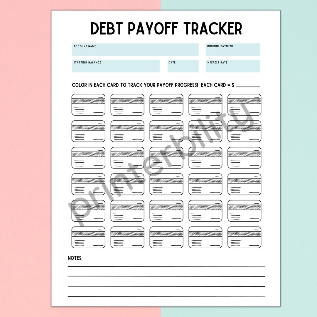 Printable Debt Payoff Tracker - Credit Card Design - Instant Download ...