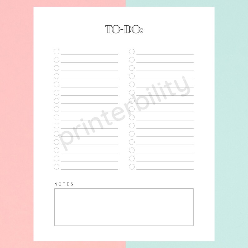 Printable to Do List Print at Home Instant Download - Etsy