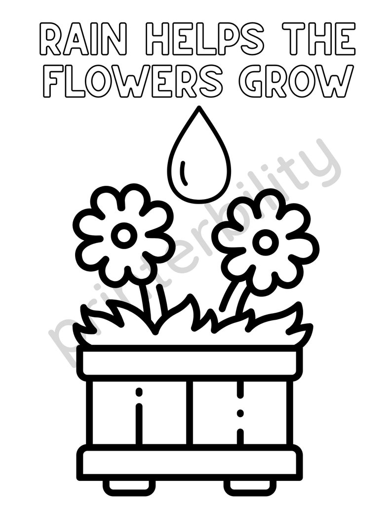 Printable Little Kids Rainy Day Coloring Pages - Etsy