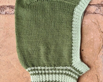 Handknitted balaclava in cashmerino Ladies Size olive and apple retro vintage style