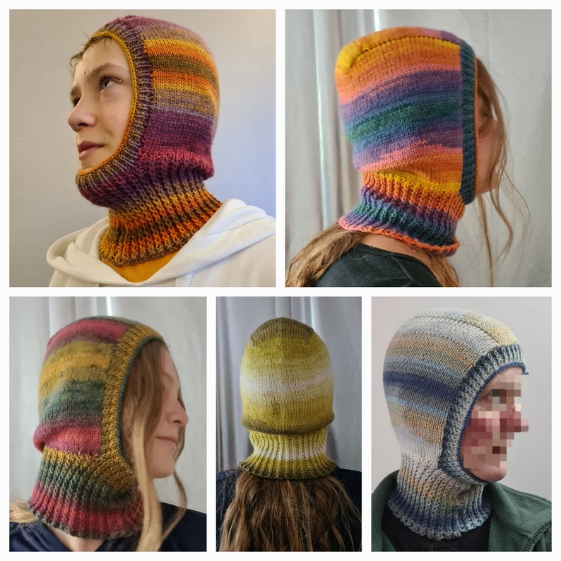 Handmade Retro BALACLAVA & WRIST WARMER Sets in Ombre Wool Blend MadeTo Order handknit image 3