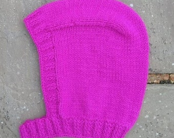 Handknitted bonnet Ladies Size magenta pink handmade retro premium acrylic