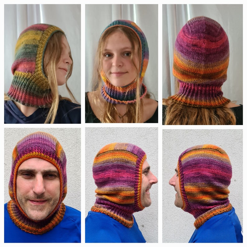 Handmade Retro BALACLAVA & WRIST WARMER Sets in Ombre Wool Blend MadeTo Order handknit image 10