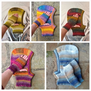 Handmade Retro BALACLAVA & WRIST WARMER Sets in Ombre Wool Blend MadeTo Order handknit