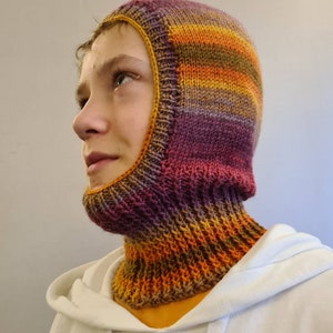 Handmade Retro BALACLAVA & WRIST WARMER Sets in Ombre Wool Blend MadeTo Order handknit Autumnal