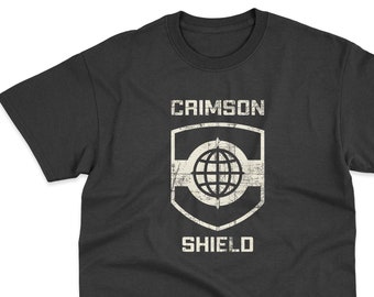 Grey Distressed Crimson Shield Zone T-Shirt