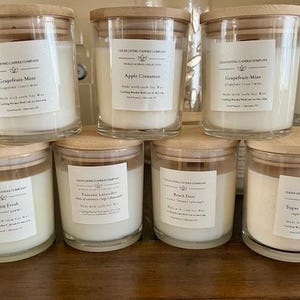 Clean Living Candle Company, Soy Wax, New Clear Jars, Wood Wicks and Phthalate free fragrance oils. Beautiful Fragrances for any occasion.