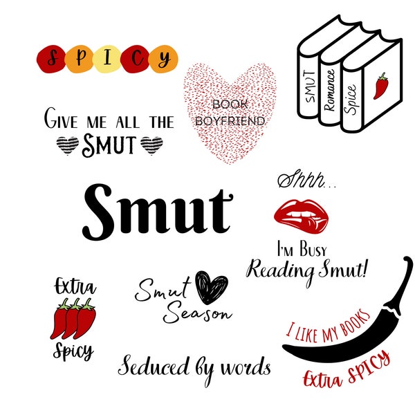 Smut Reader SVG PNG JPG - Spicy Book Diy Sticker - Spicy Reader - Book Lover - Kindle Sticker - Romance Reader