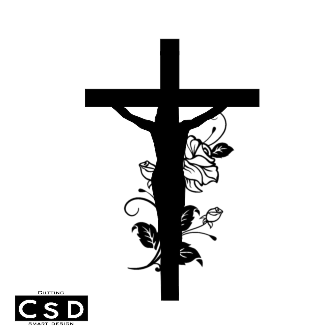 Jesus Cross and Flower DXF/SVG Laser Cut Etsy
