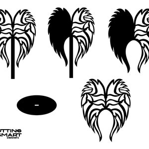 Set Wings lasergeschnittene DXF/SVG-Dateien. Vektordateien mit Text und Basis für 3 mm Sperrholz