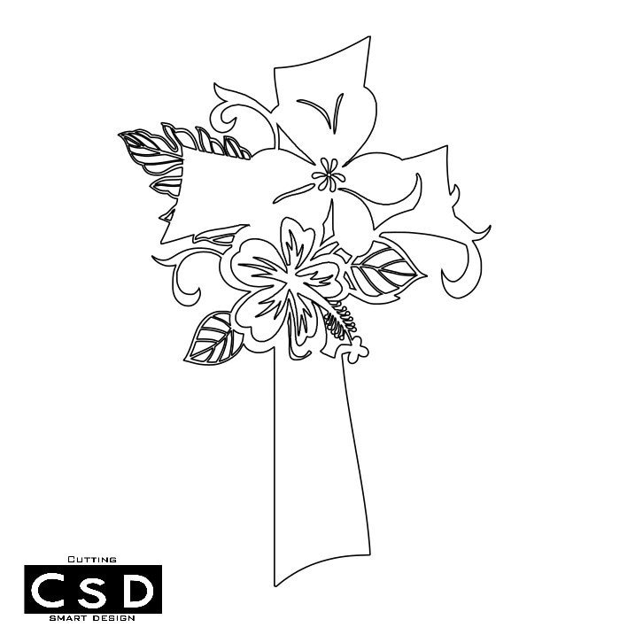 Jesus Cross and Flower Laser DXF/SVG Files. Vector Files. Etsy