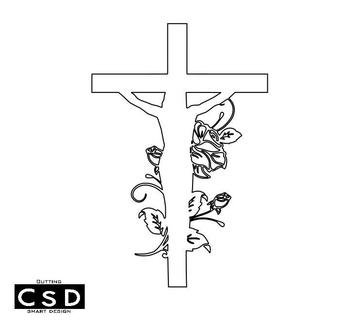 Jesus Cross and Flower DXF/SVG Laser Cut Etsy