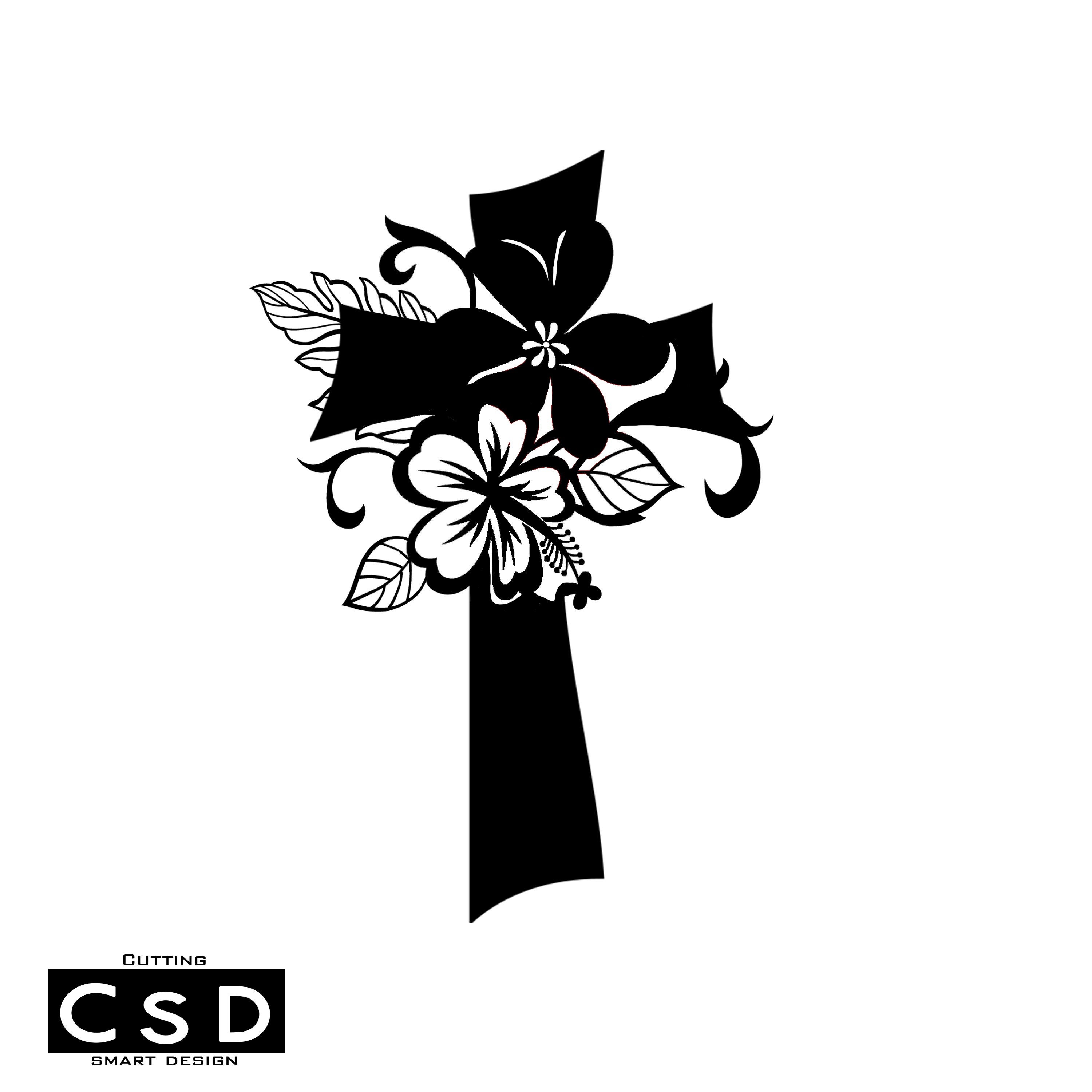 Jesus Cross and Flower Laser DXF/SVG Files. Vector Files. Etsy