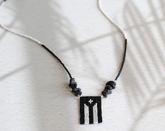 Puerto Rican Independence Flag Necklace - Taino. Puerto Rico, Boricua, seed bead, Nuyorican
