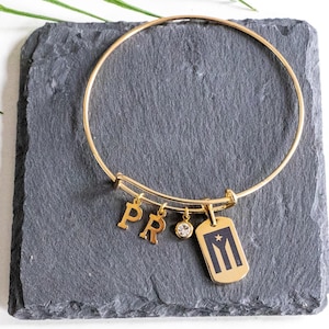 Puerto Rican, 100x35 Gold-Toned Stainless Steel Adjustable Bangle