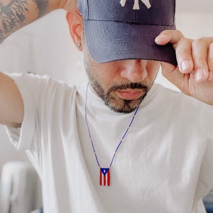 Puerto Rican Flag Necklace, Puerto Rican Flag, seed bead necklace, Puerto Rico, Puerto Rico art, Boricua, Nuyorican