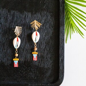 Seashell puertoricanische Flagge Ohrringe: Rocailles baumeln Ohrringe