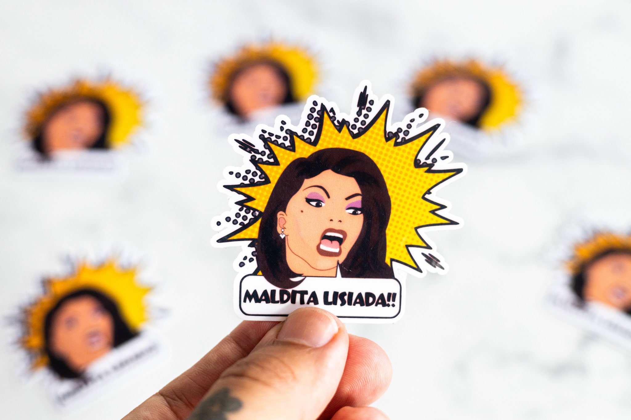 Soraya Montenegro, Maldita Lisiada, pegatina, cultura latina, pegatinas de Novela