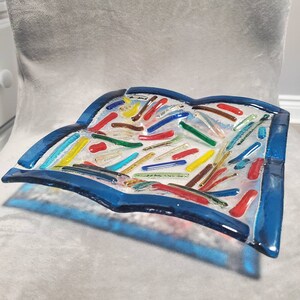 Vintage, Multicoloured Glass Serving Dish.