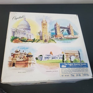 Vintage Biscuit Tin. Cities of the World