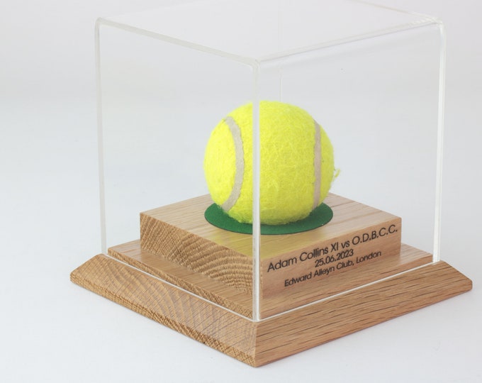 Tennis Ball Display Case with custom engraving