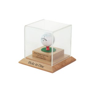Elegant Oak Hole-In-One Golf Ball Display - Custom Engraved Keepsake