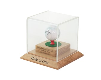 Elegant Oak Hole-In-One Golf Ball Display - Custom Engraved Keepsake