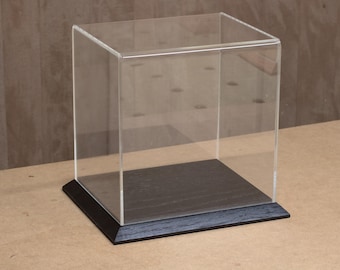 HandMade Display Case w18cm x d15cm x h18cm, OAK base, (BLACK)
