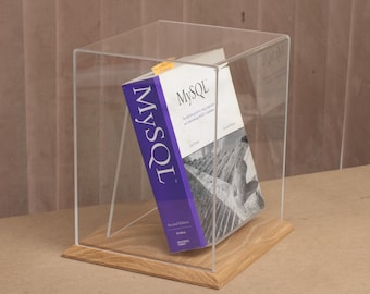 Book Display Case 22x20x26cm - Handmade Oak Base, Acrylic Cover, Book Display Stand