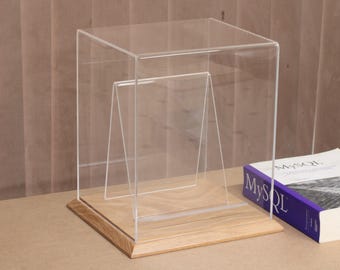 Book Display Case 20x16x25cm - Handmade Oak Base, Acrylic Cover, Book Display Stand