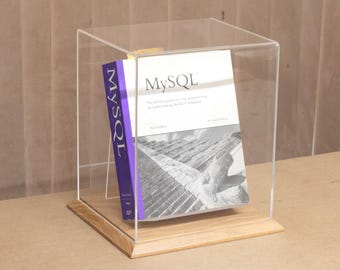 Book Display Case 20x15x24cm - Handmade Oak Base, Acrylic Cover, Book Display Stand