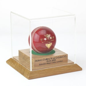 Cricket Ball Display case with custom engraving