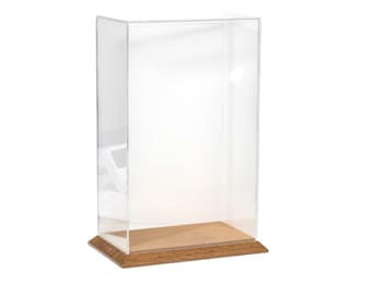 Hand Made display case w20cm x d12cm x h32cm with Oak Base