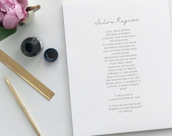 Salve Regina hail Holy Queen Latin Catholic Prayer Card / Printable A4 ...