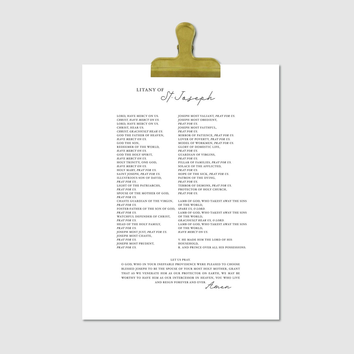 Litany of St Joseph Digital Download, Print Ready Prayer, Printable ...