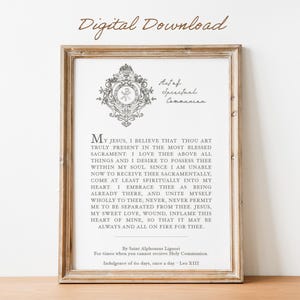 El acto de la comunión espiritual / Arte mural católico / Descarga digital / Oración imprimible