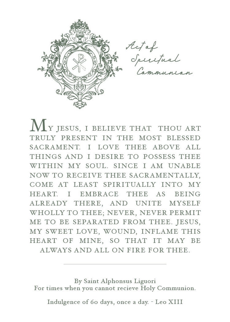 The Act of Spiritual Communion Catholic Wall Art Digital Download ...