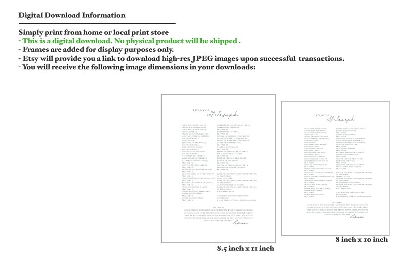Litany of St Joseph Digital Download, Print Ready Prayer, Printable ...