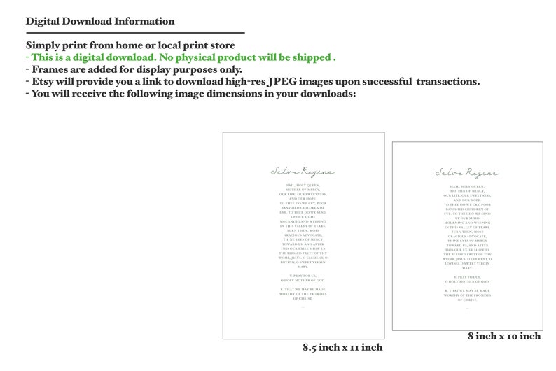 Salve Regina Prayer, the Hail Holy Queen Digital Download, Print Ready ...