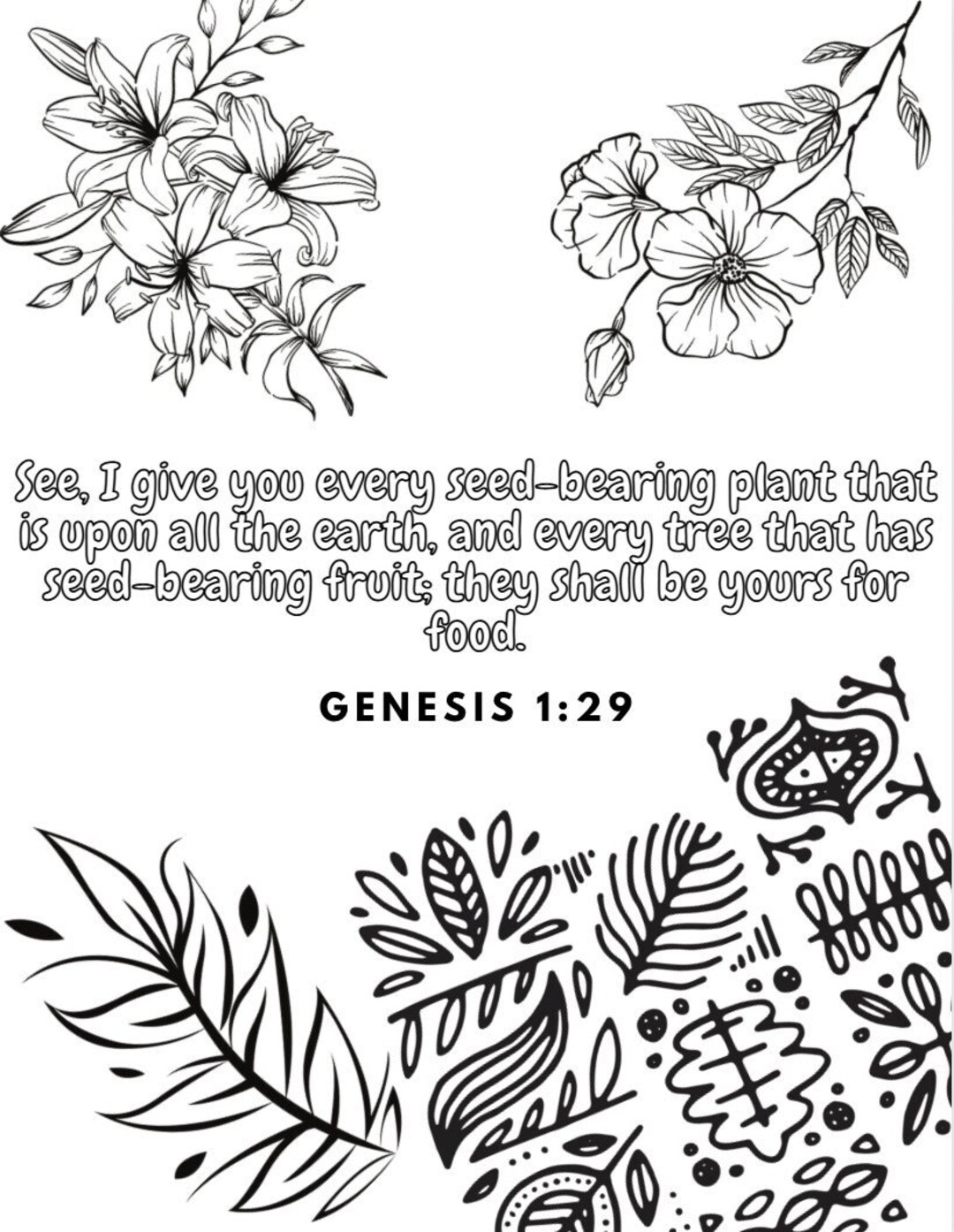 Genesis Bible Quote Coloring Education Page - Etsy
