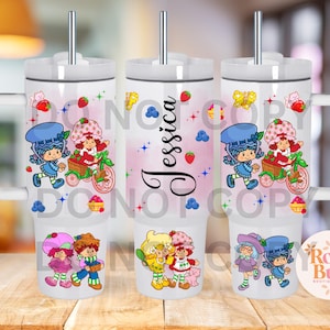 40oz Tumbler, 40oz Stanley Dupe, Strawberry Girl Tumbler, 80s Cartoon Character, 80s Vintage Tumbler,