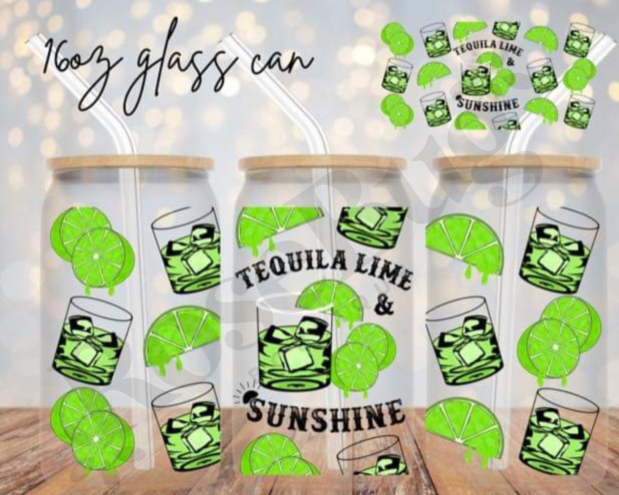 Tequila Lime and Sunshine Water Bottle Summer Water Bottle Glass Water  Bottle 25oz Frosted Glass Water Bottle With Bamboo Lid 