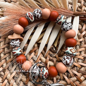 Llavero de silicona occidental, llavero con estampado de vaca, pulsera de silicona, llavero de pulsera, sombrero de vaquero, azteca