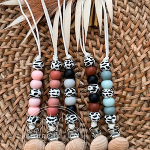 Cow Print Pacifier Clip, Western Silicone Pacifier Clip, Pacifier Holder, Baby Shower Gift
