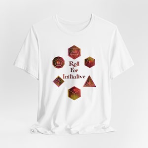 DnD Roll for Initiative Red Galaxy Celestial Inspired D20 D12 D6 D4 D10 Dice Unisex Shirt In Various Colors And Sizes