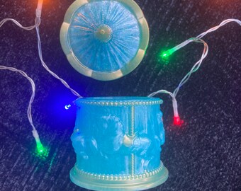 Blue and Gold Carousel Jar, Carnival Decoration