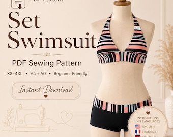 Swimsuit Set Sewing Pattern (Sizes XS-4XL) A4/A0 Printable (Digital Download)
