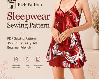 パジャマの型紙｜サイズ：XS～3XL｜即時ダウンロード｜簡単デジタルPDF