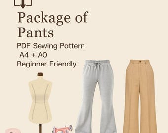 Patrón de costura para pantalones / Descarga instantánea en PDF / Patrón fácil para principiantes