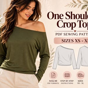 Schnittmuster für ein schulterfreies Crop-Top (PDF), Größen XS-XL, anfängerfreundlich, A4/A0-Format, digitaler Download